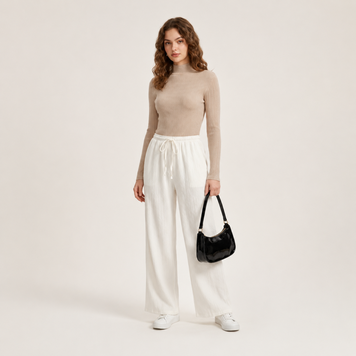 Kit Inverno: Blusa Tricô, Calça Pantalona & Bolsa Premium