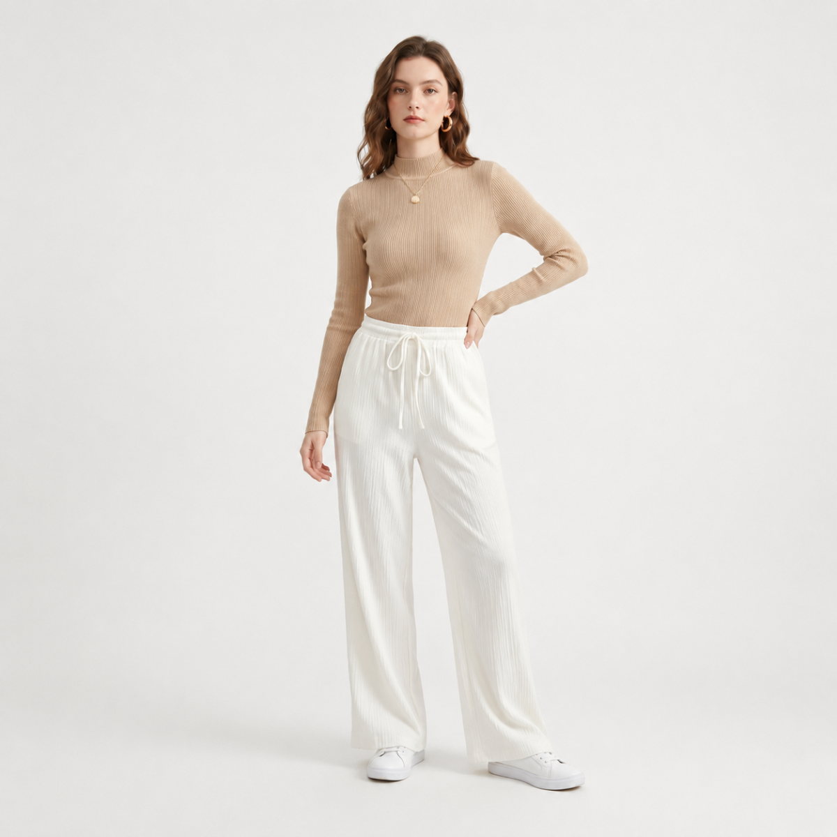 Kit Inverno: Blusa Tricô, Calça Pantalona & Bolsa Premium